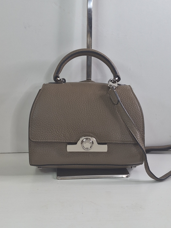 Moyna Handbags - Moyna Taupe Structured Leather Top-Handle Bag with Removable Strap